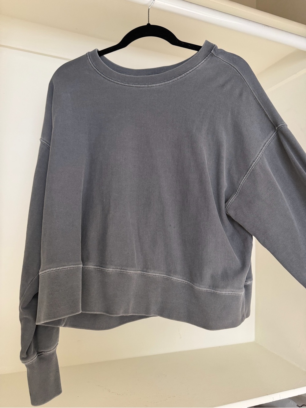 All Saints Cropped Crewneck Sweatshirt - Slate Gray